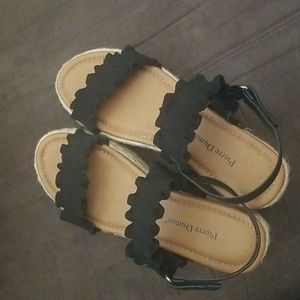 Size 10 black low wedge sandals
